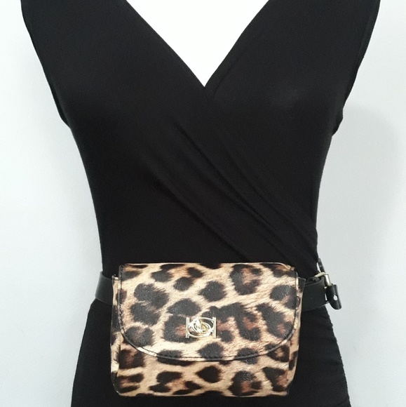 bebe Accessories - Bebe Donna Leopard Fanny pack Belt